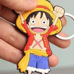 NEW Monkey D Luffy Anime KEYCHAIN 5.2” Key Fob Ring Purse Backpack Charm 2 Sided Orange Photo 2