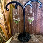 Bali Style Green Crystal Sterling Silver Earrings Photo 3