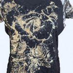 Southpole Vintage 2000s  black and gold rhinestone rose shirt Photo 1