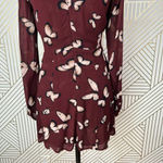 Reformation ‎ Butterfly Print Long Sleeve Mini Dress Maroon Red Size 2 Photo 7