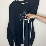 Z Supply BNWT  Black Crewneck Sweatshirt Wine Cheese Club Embroidery Women’s XL Photo 2