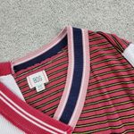 BDG UO Frazier Sweater M White Red Stripe Asymmetric Patch Waffle Knit Acadamia Photo 10