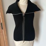 Per Se Black Knit Vest with Wide Collar Photo 0