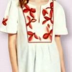 Madewell Embroidered Bohemian Floral Short Sleeve Embroidered Blouse Size Small Photo 1