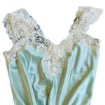 VTG California Dynasty Satin Fairy Cottagecore Etherial Lace Slip Dress Medium Green Photo 6