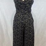 Dress Forum Anthropologie  navy and mocha mosaic cutout crop jumpsuit small NWT Photo 0