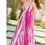 Main Strip halter Maxi Dress open back Pink Tie-Dye beach SMALL Photo 3