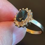 Blue sapphire Austrian crystal 18k gold plated ring Size 8 Photo 6