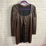 Betsey Johnson faux leather hook and eyelet brown jacket dress ladies size retro Photo 1