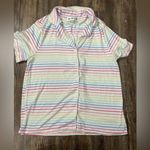 KIKIT Rainbow Striped Pajama Lounge Set Drawstring Waist Size Medium Photo 1
