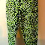 Butterfly Dsigns Lime Leopard Print Leggings Sz L Green Size L Photo 0