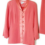 Talbots  | 100% Silk Watermelon Coral Skirt Suit Button Front Vintage 8 Photo 0