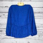 Pop Sugar NWT Size L Blue Printed Surplice V-Neckline Babydoll Peplum Blouse Top Photo 3