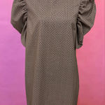 ZARA  Brown Plaid & Polka Dot Puff-Sleeve Babydoll 60s Style Shift Dress - Medium Photo 0