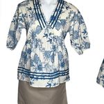 Anna Sui SUI by Blue White Blouse Top V Neck Embroidered Size Small New NWT Photo 9