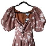En Saison Monet Midi Puff Sleeve Square Neck Dress NWT Size XS Brown Photo 1