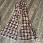 Free People  just float on by brown plaid super flared pants Photo 2