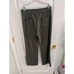 None Womens Olive Green High Waisted Button Front Flare Pants Photo 2