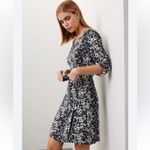 Club Monaco Floral Wrap Dress Black/White Size 0 Photo 6