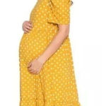 Querencia Dress Women Small Maternity Tier Yellow Polka Dot Midi Balloon Sleeves Size undefined Photo 0