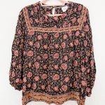 Knox Rose Womens Boho Blouse Size XXL Black Floral Peasant Cottage Prairie Folk Photo 0