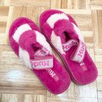 Mudd Stormy Fuchsia/White Fuzzy Elastic Slingback Slides Platform Slippers Sz 9 Photo 1