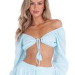 AQUA  Cropped Long Sleeve Top Tie Photo 0