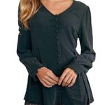 Soft Surroundings Black Long Sleeve Chiara Blouse Tunic Top size Medium Photo 0