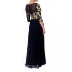 Betsy and Adam  Embroidered Bodice‎ Boat Neck 3/4 Sleeve Chiffon Gown Size 6 Formal Photo 1