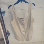 Elie Tahari  Flax Linen Blend Thick Strap Button Down Vest Flap Pockets XL Photo 5