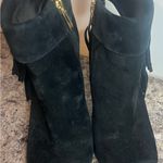 Vince Camuto Black Suede Peep-Toe Booties Photo 2