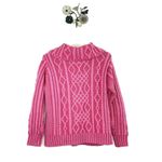 Aran Crafts Womens Pink Cable Knit Merino Wool Cardigan Sweater Size Large Photo 5