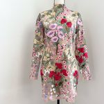 Novaluxe Floral Embroidered Mini Sheer Dress L Romantic Fairy Ethereal Coquette Red Size L Photo 1
