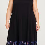 Catherines Black Purple Trim Sleeveless Shift Midi Dress Size 4X Photo 0