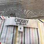 CROSBY by Mollie Burch  striped asymmetrical top tortoise button back sz M Photo 7