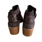 Clarks Womens Heeled Ankle Boots Burgundy Suede Leather Straps Studded Detail 8 Photo 1