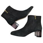 Calvin Klein Womens Size 41 10 Black Suede Lucite Block Heel Ankle Booties Boots Photo 7