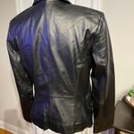 INC International Concepts Vintage Soft Leather Jacket Blazer One button Collar Pockets Crop Moto Photo 3