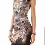 Alexander McQueen  Mini Dress Griffon Lace Print Brown Stretch Sheath Photo 1
