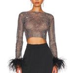 Santa Brands Feathers Top in Black XS/S New Womens Crystal Blouse Photo 0