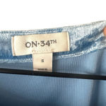 ON 34th Blue Crushed Velvet Short Sleeve Top Women’s Small Photo 2