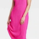 A New Day Knit Plisse Dress Women Large Barbie Pink NEW Preppy Beach Resortwear Photo 0