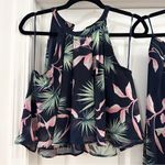 Miss Avenue JustFab Tropical Print Halter Top Wide Leg Pant 2pc Set Blue Pink M Photo 5