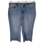 NYDJ  Brigitte High Waist Wide Leg Capri Jeans size 22W in Corfu Blue NWT Raw Hem Photo 2