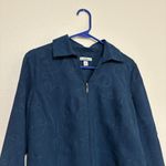 Croft & Barrow  Womans Zip Front Jacket Blazer Faux Suede Blue Size Petite M Photo 1