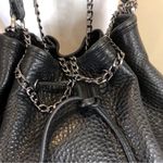 Cole Haan Black Tumbled Leather Bucket Bag Top Handle & Crossbody Strap Photo 3
