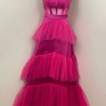 Fuchsia Pink Tulle Evening/ Prom Gown Corset Style Sheer S Pink Photo 0