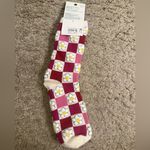American Eagle AE Pink Cream Chic Checkered Daisy Flower Power Crew Socks NWT Photo 3