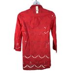ADIVA Red Pink Sheer Eyelet Lace Peasant Blouse Boho Festival Top Small NWT Photo 6