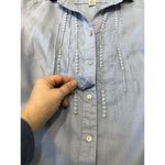 Malvin Hamburg Germany I Love Linen Printed Blouse Top Button Up Shirt Size M Blue Size M Photo 11